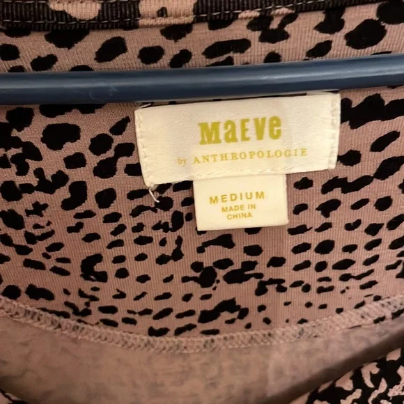 Maeve anthro black and tan animal print blouse - Picture 3 of 5